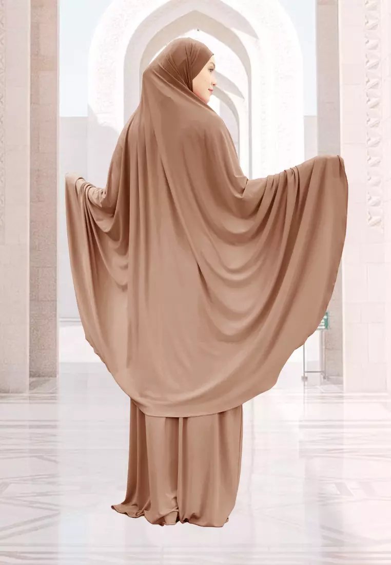 Zelena - Raudhia Prayer Set | Mukena French Khimar Set - Palm Sugar - Dewasa