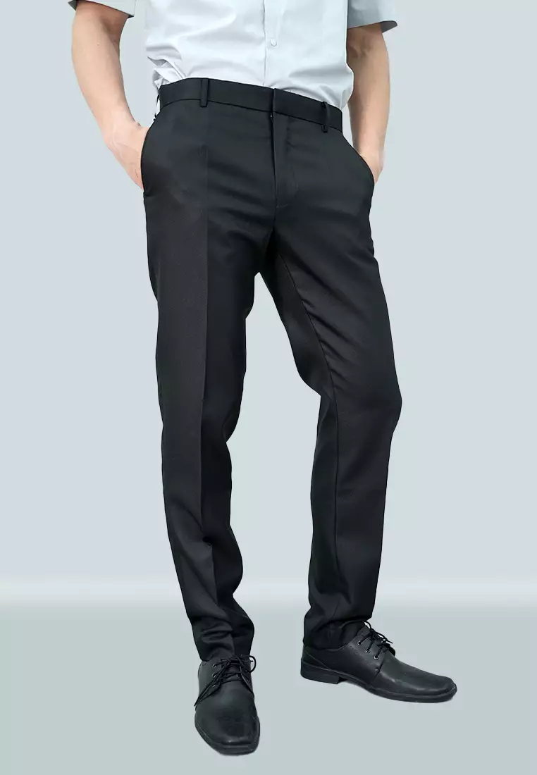 Johnwin - Celana Formal - Celana Pria - Hitam - Polyester - Slim Fit - F.998.010.110.C
