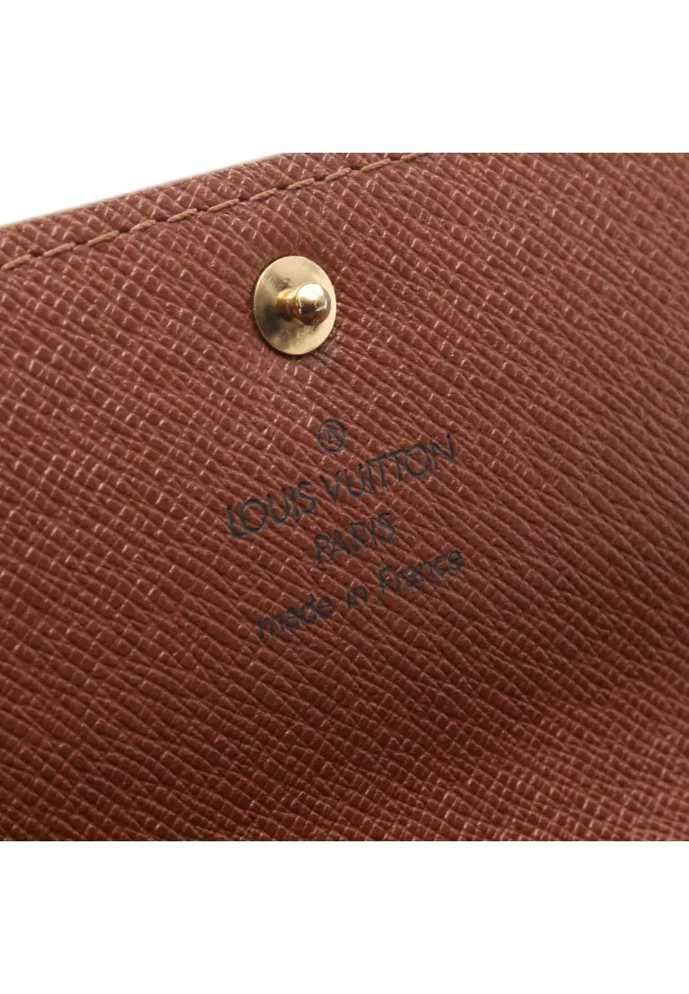 Pre-Loved Louis Vuitton pochette Porte-Monnaie Credit monogram Bi-fold Long Wallet PVC leather Brown