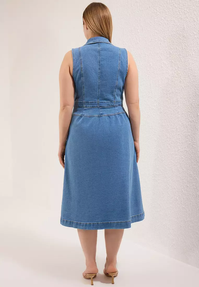 Light Blue Comfort Denim Plus Size Dress