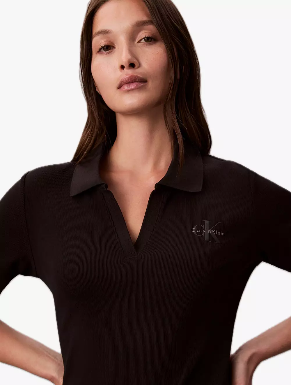 Calvin Klein - Slim Ribbed Cotton Polo Dress