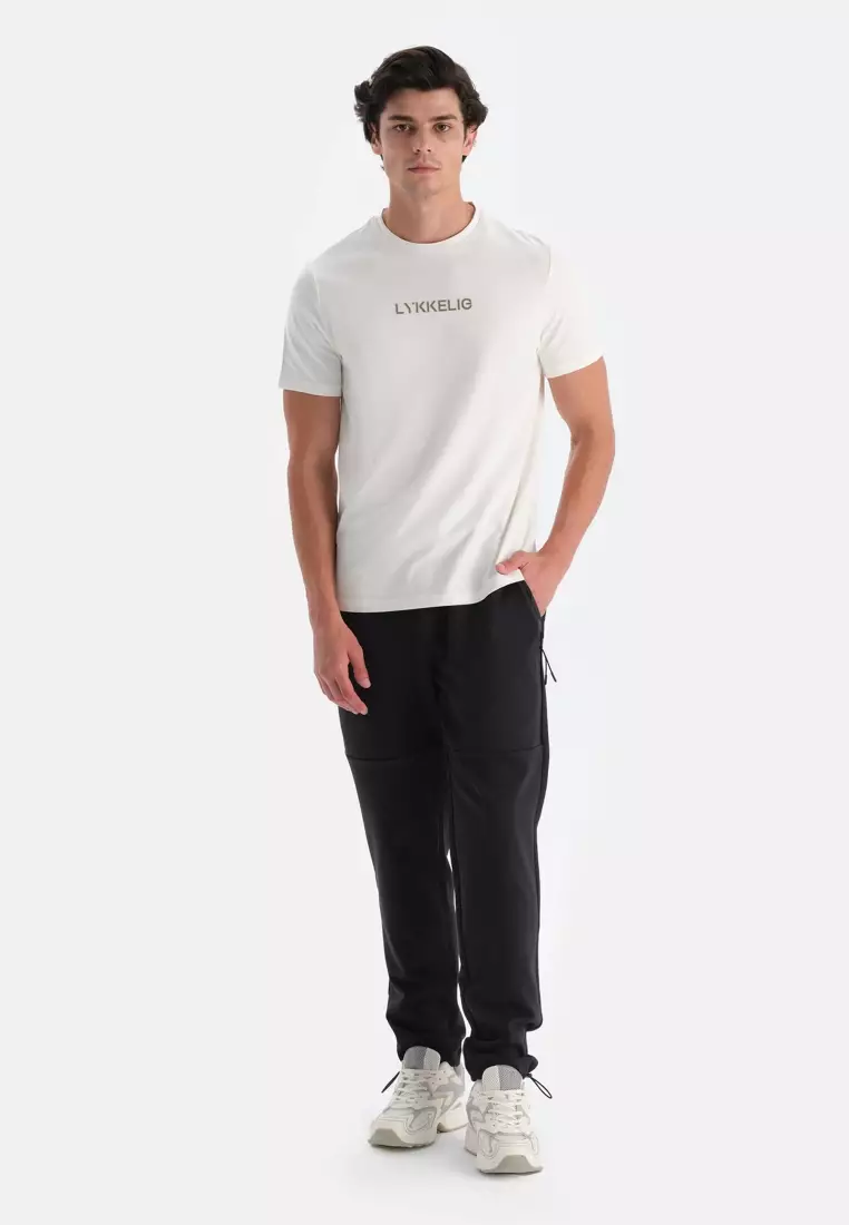 Stone T-Shirt, Slogan Patterned, Crew Neck, Regular Fit, Activewear for Men