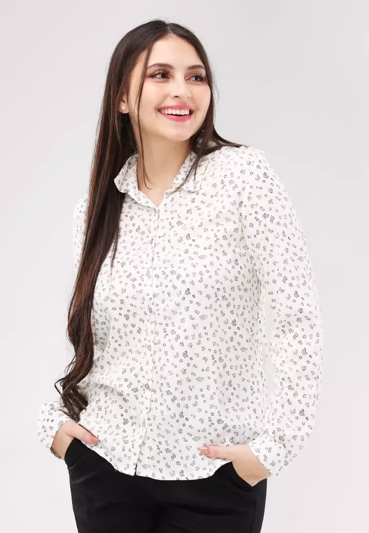 Woven Printed Rayon Long Sleeves Blouse