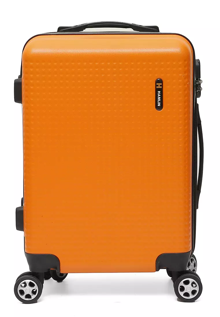 Carlton Koper Hardcase Unisex Size 20 Inch Dual Tone Color Large Compartment Suitcase Code Lock System Material ABS+PVC Coated ORIGINAL - Orange Black