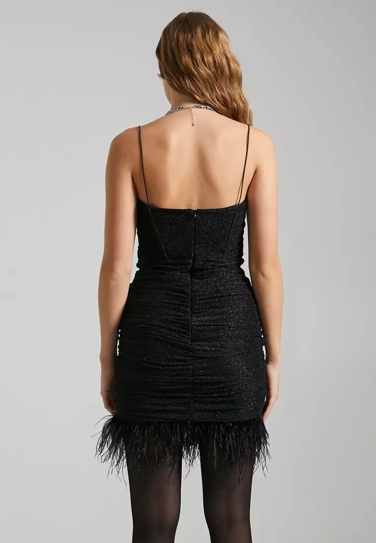 Koton Damen Mini Kleid Aus Baumwolle - Strappy Cutwork Design In Weiß