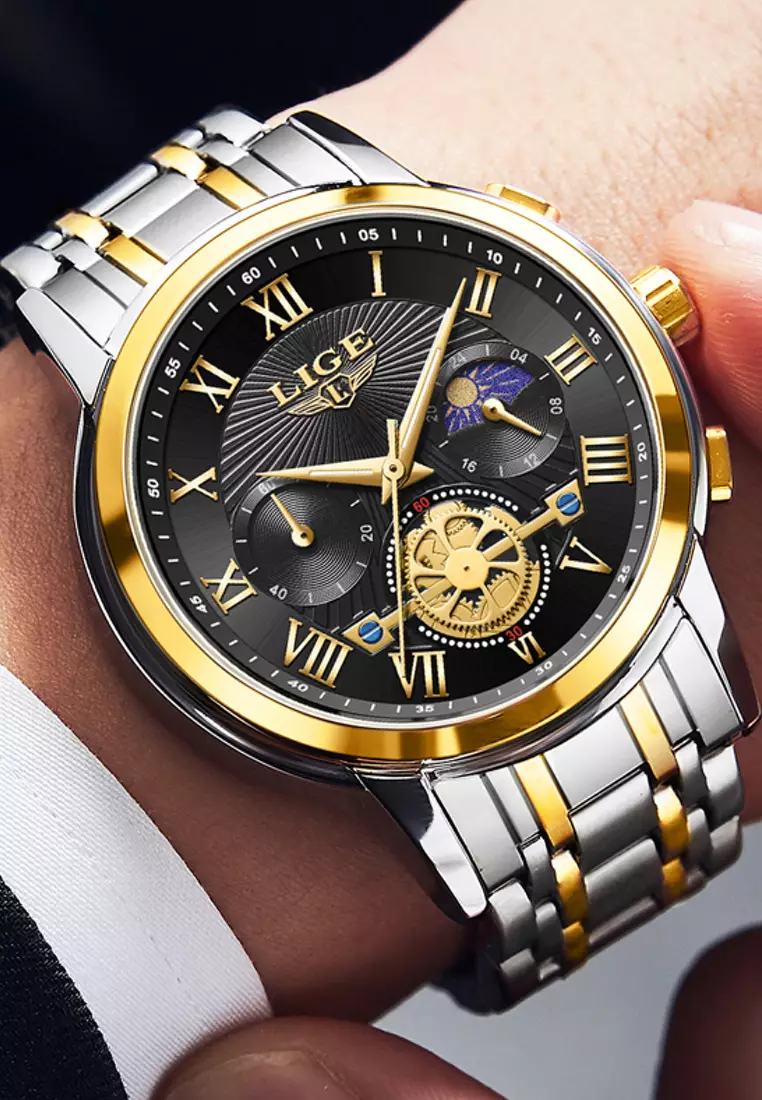 Unisex Stainless Steel Quartz Watch on Metal Bracelet