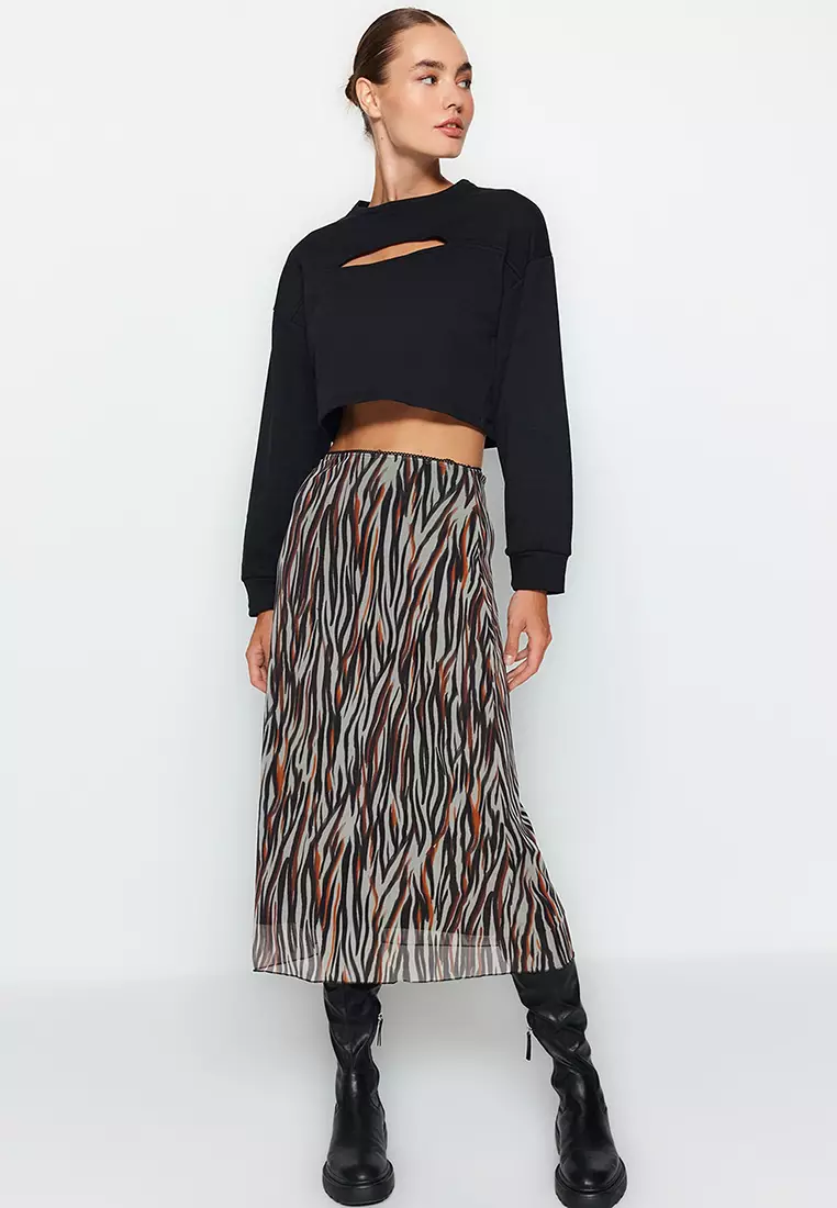 Printed Tulle Knitted Skirt