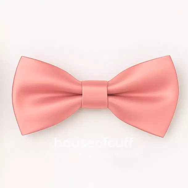 Houseofcuff Dasi Kupu Polos Bowtie Pria Bahan Satin Coral Pink