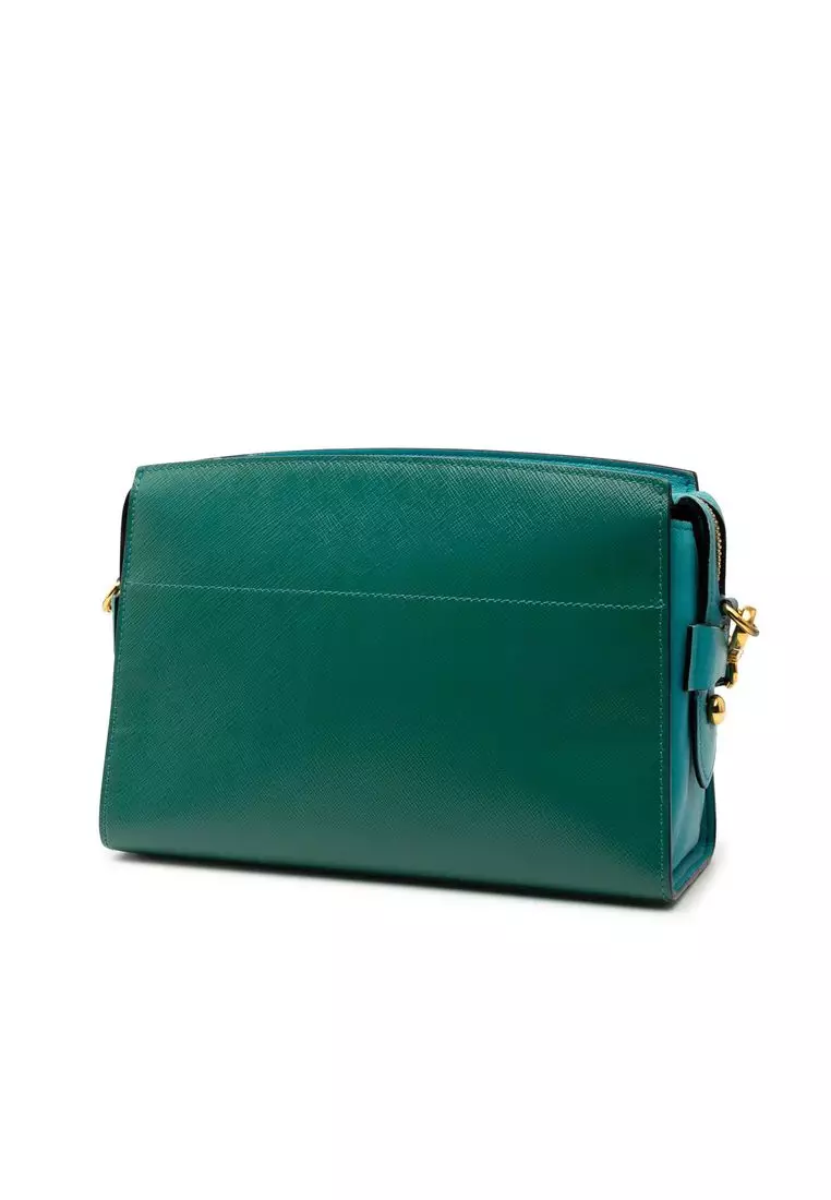 Pre-Loved Prada Bicolor Saffiano Vernice Esplanade Crossbody