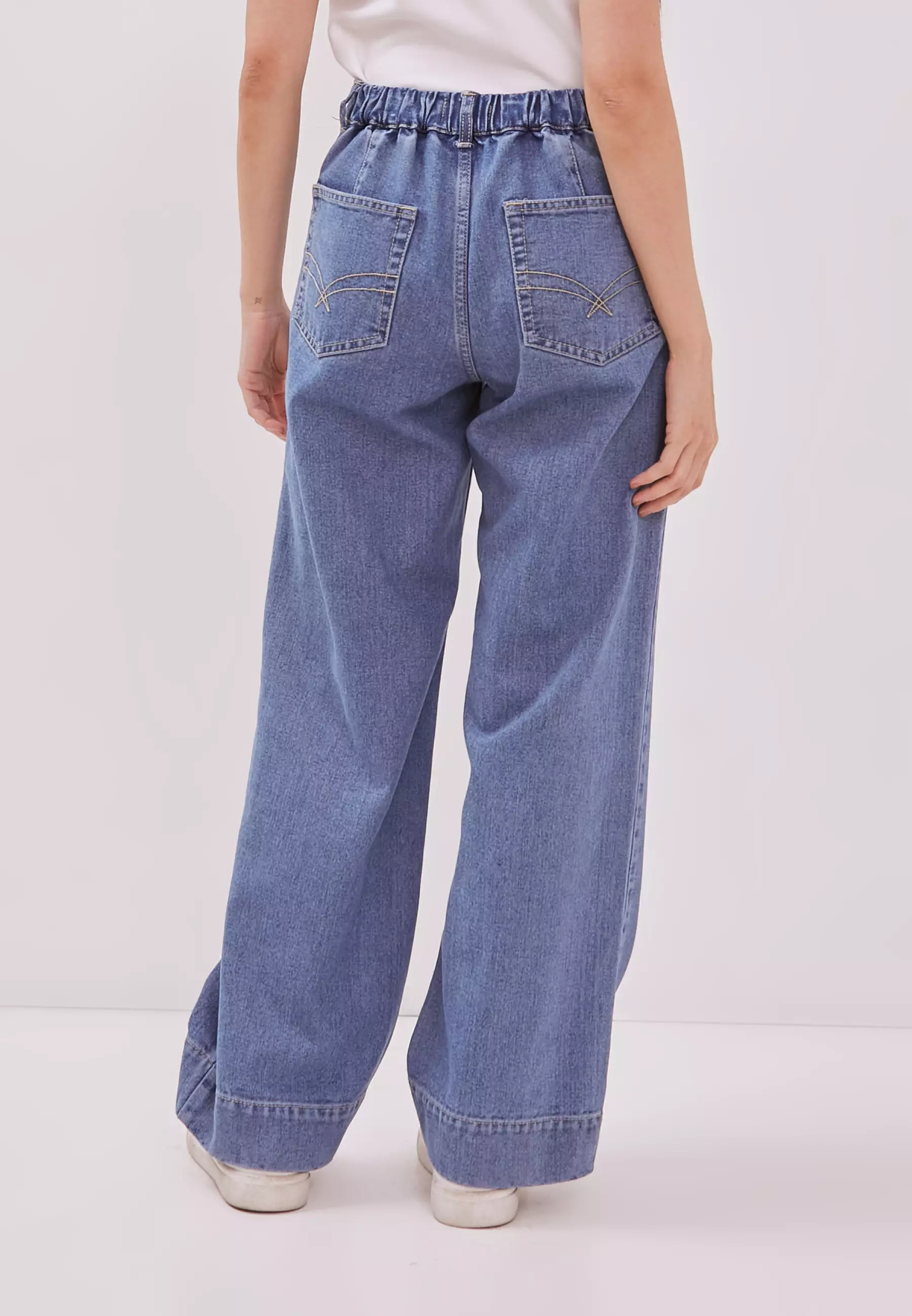 DUST Celana Pintuck Denim Lirana Light Blue Comfease (D. 39121)