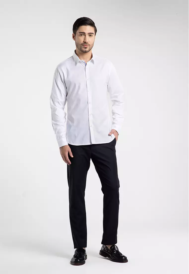 MOC - Kemeja Polos Lengan Panjang Pria Verdon - White