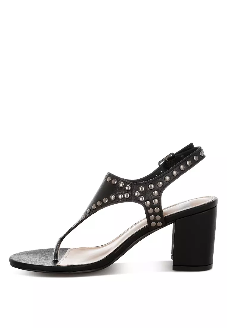 Sandal Kulit Asli Bertabur Warna Hitam