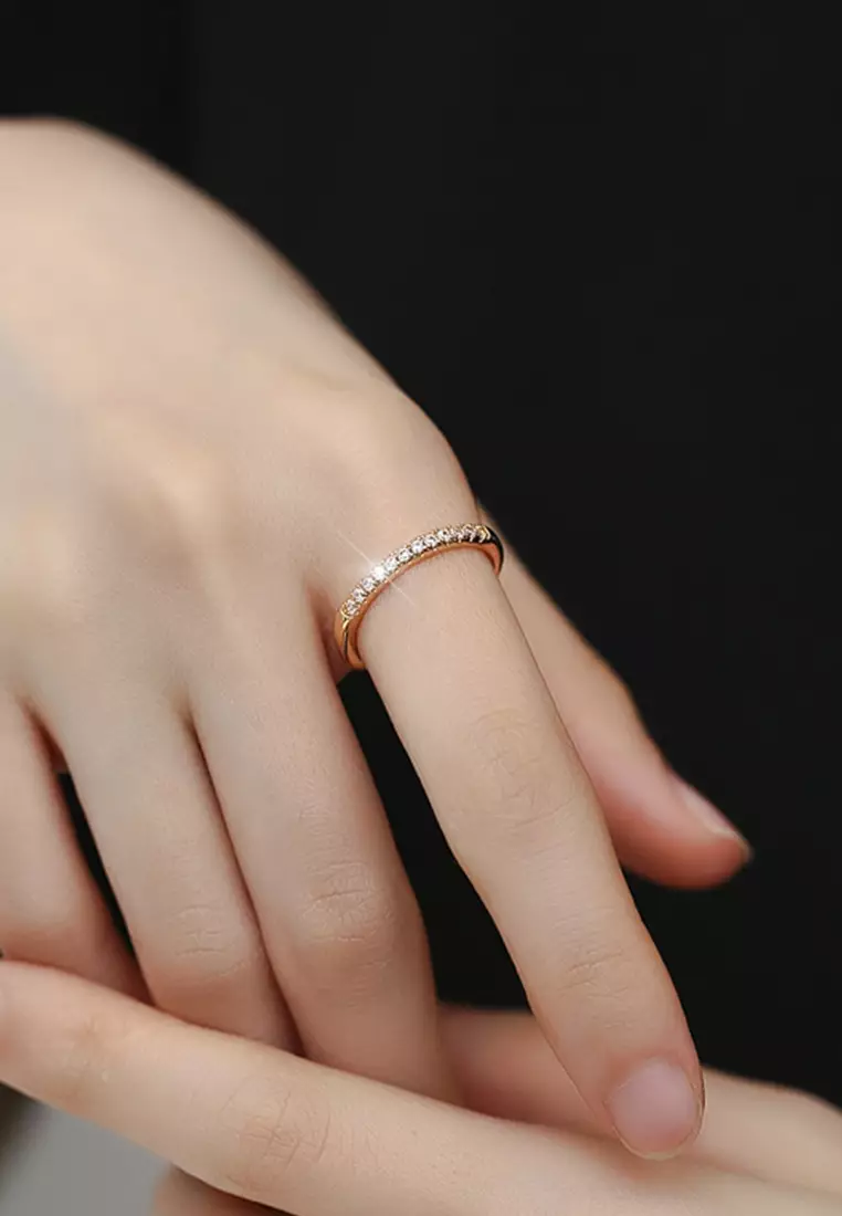 Cincin Wanita Titanium Korea Fashion Pelapisan Emas Vakum Perhiasan Ukuran Bebas Original Cewek Rings
