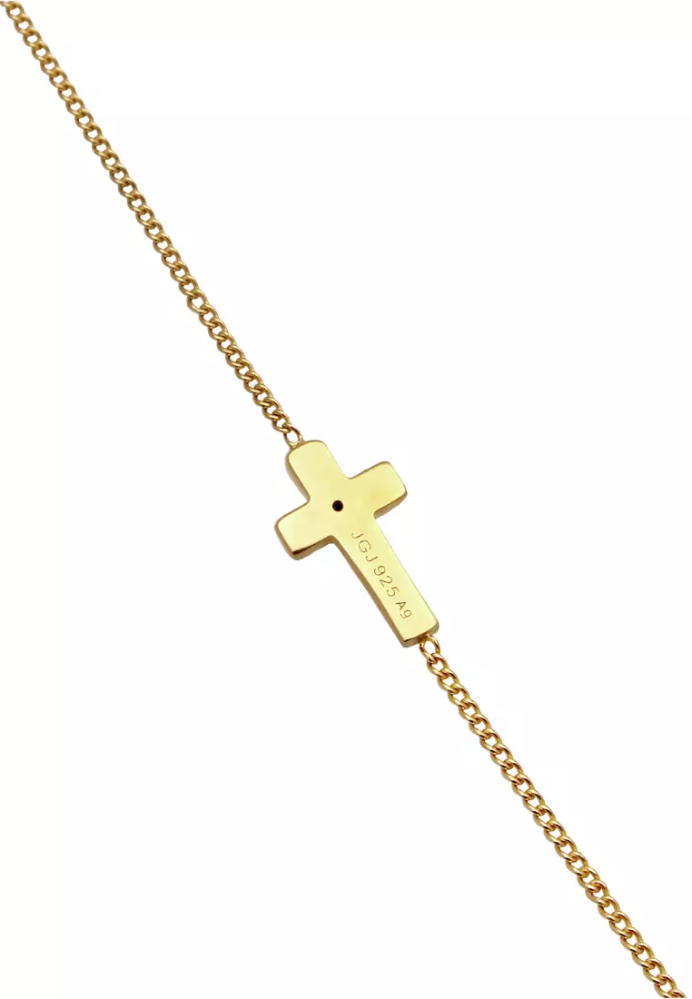 Necklace Cross Basic Gold Plated Embellished With Crystals By Swarovski®
