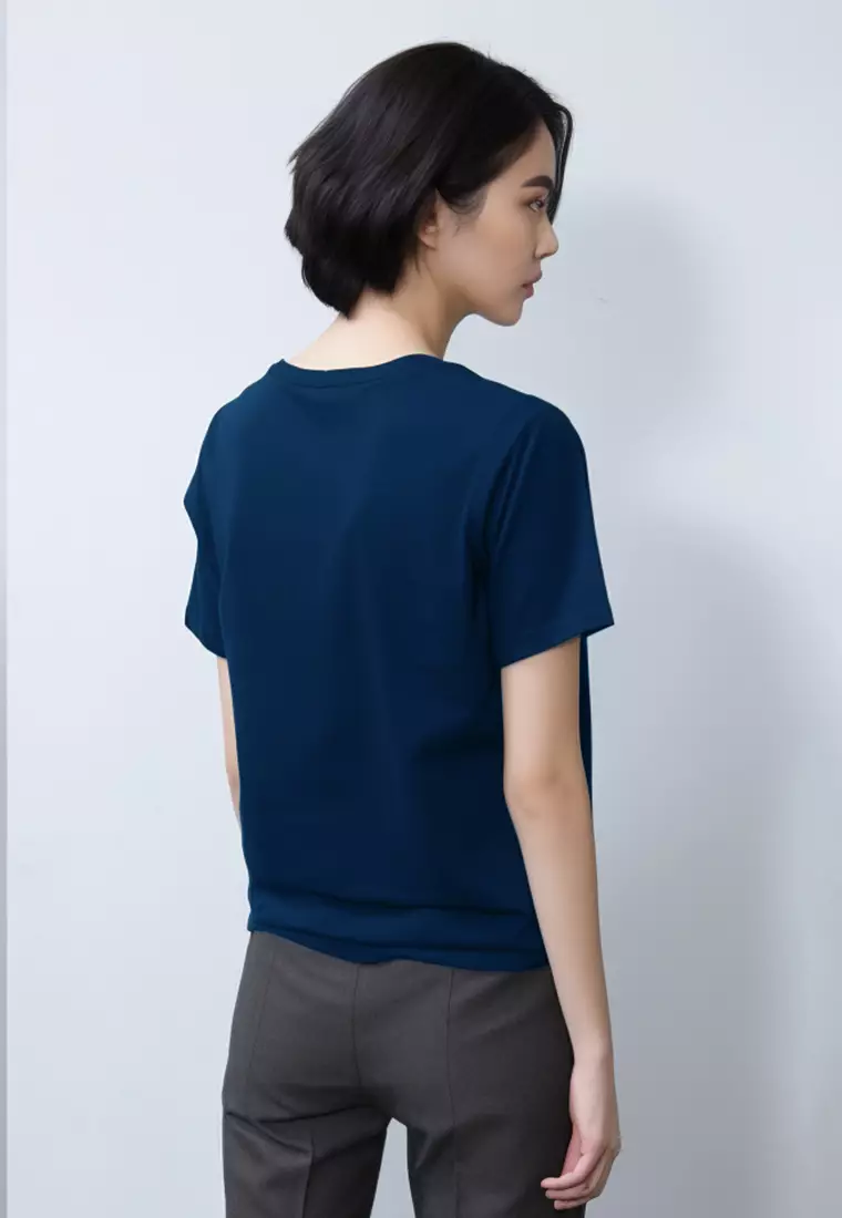 LTG67 Kaos Gambar Kucing Tangan Pendek Wanita Instacool "cat quote" navy