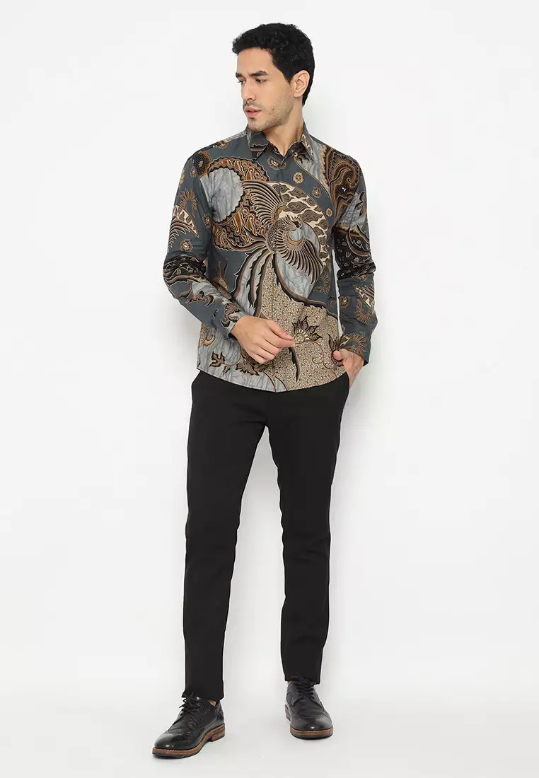 Kemeja Batik Pria Ranawijaya - Grey