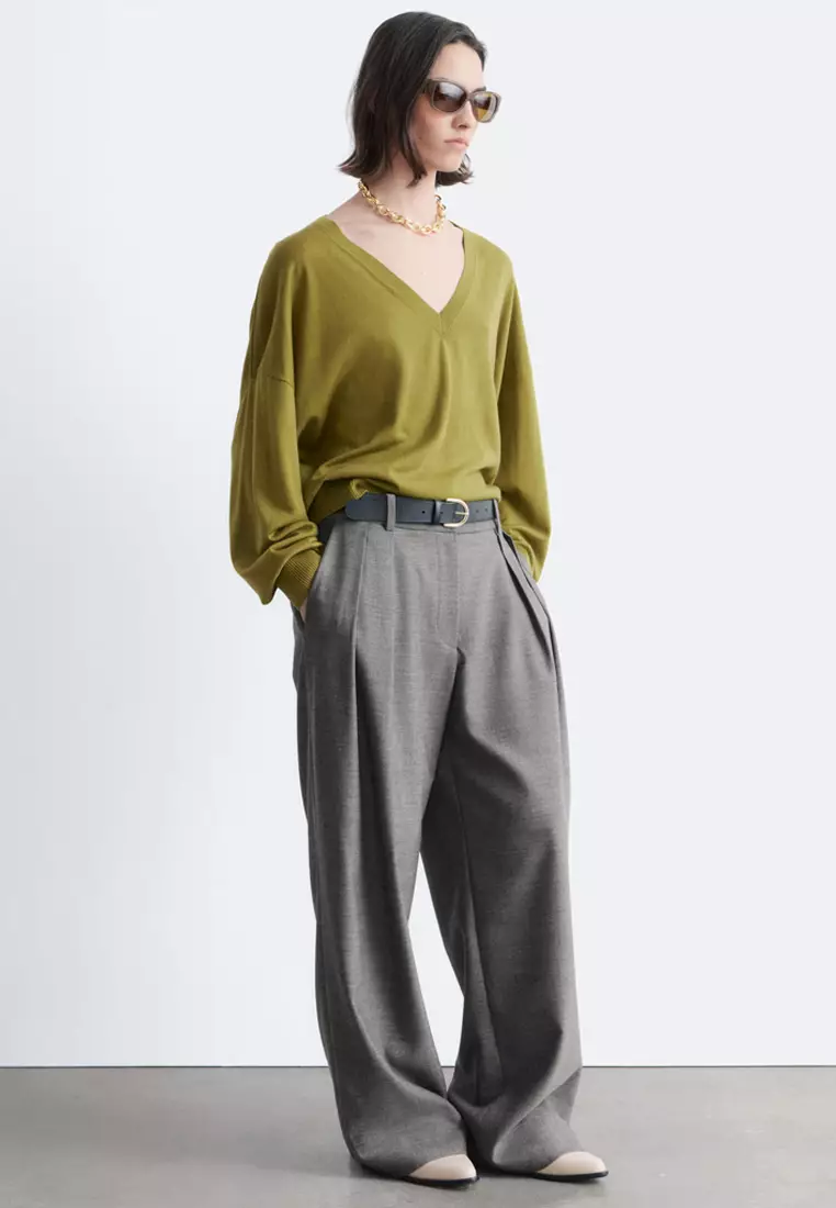 Wool-Blend Tailored Trousers