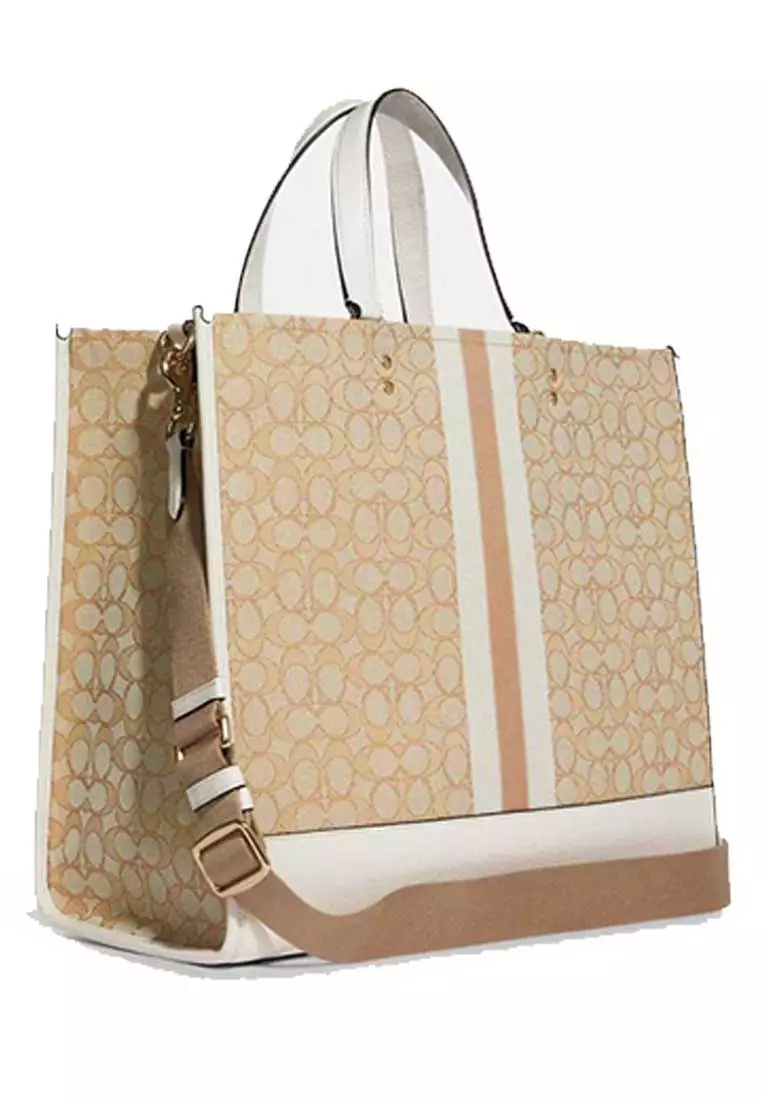 COACH Dempsey Tote 40 In Blocked Signature Canvas in Brown