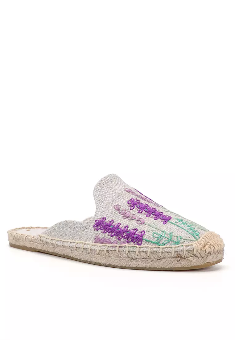 Embroidery Linen Mules HB3283093