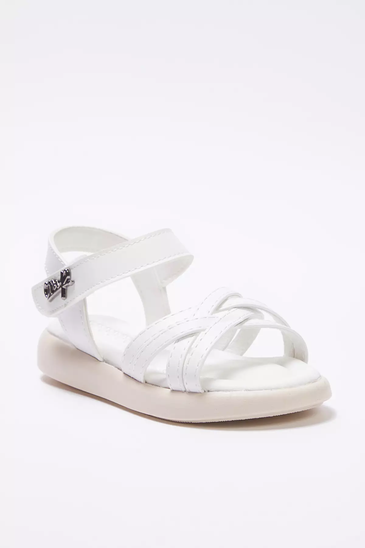 White Velcro Strap Big/Little Girls Kids Sandals Takss25Sd00040