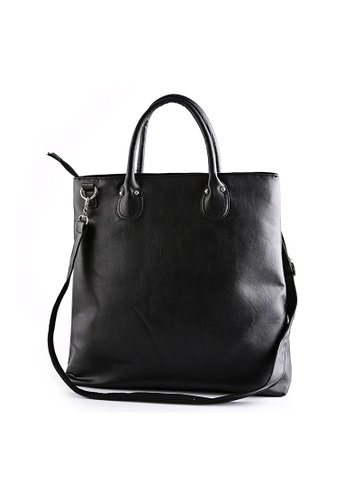 Lara black Men Plain Top Handle Tote Bag With A Cross Body Strap - Black 66984AC4FF1402GS_1