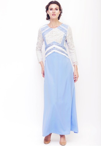 Belania Lace Long Dress Blue