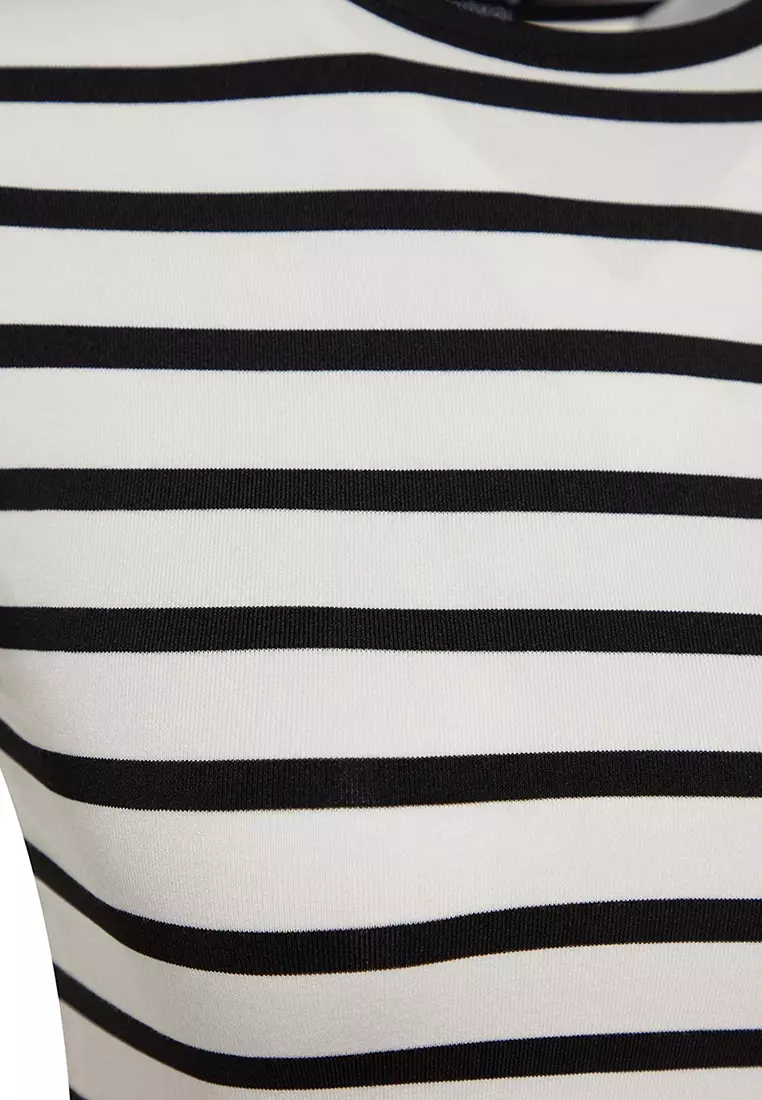 Striped Fitted Crop Knit Top