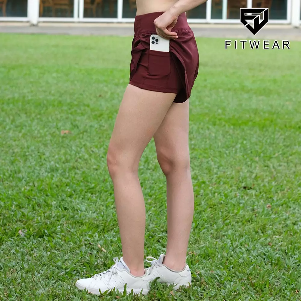 FITWEAR - CAITLYN LAYERED PANTS + INNER - MAROON