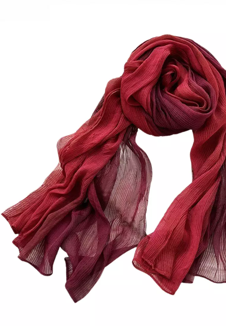 Artificial Mulberry Silk Mix Color Textured Thin Scarf JW JS X1376