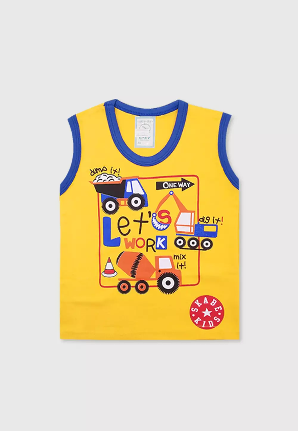 Wakakids Setelan Bayi Laki Laki Baju Singlet Anak Usia 6 Bulan Hingga 12 Bulan Set Celana Kaos Motif Tractor 3125 Kuning