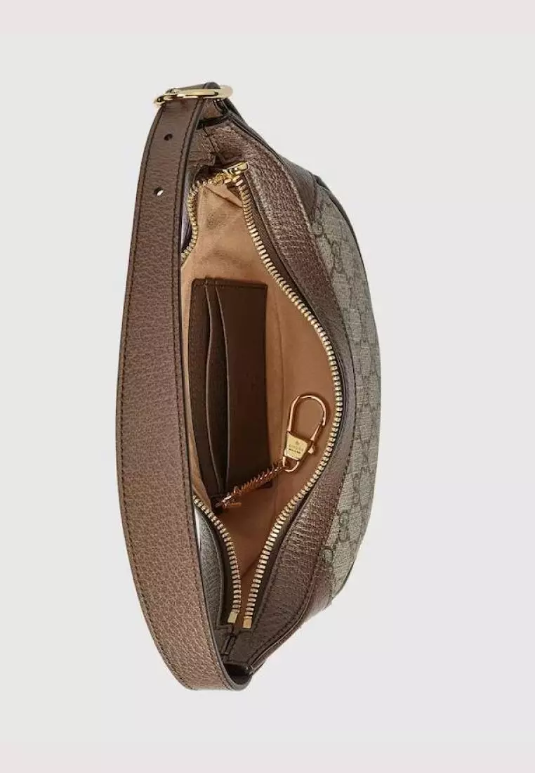 Gucci Ophidia GG Mini Bag Half-Moon Shaped Beige Ebony