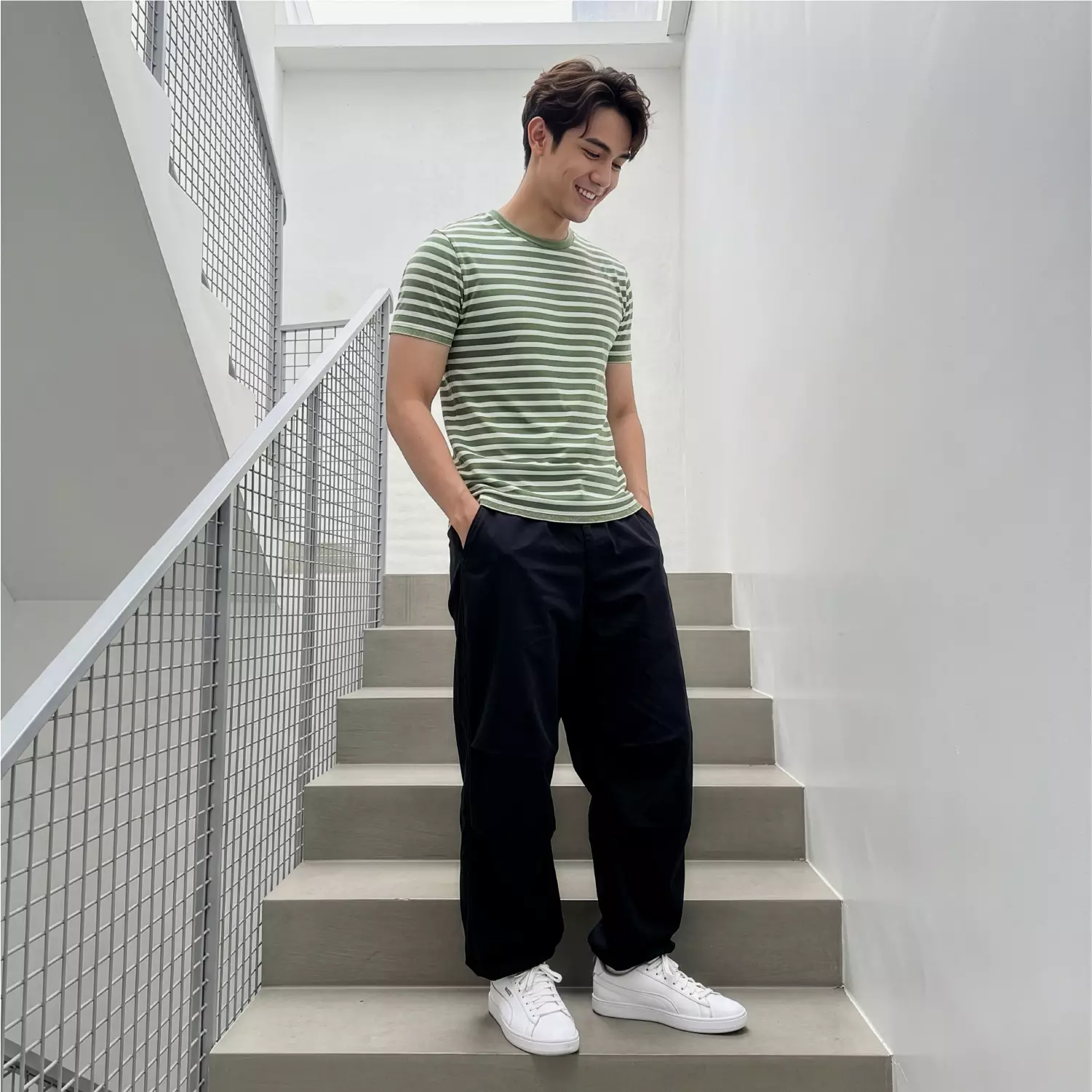 KALE Astro Dusty Green T-shirt Washed Organic Cotton 30s Asian Fit