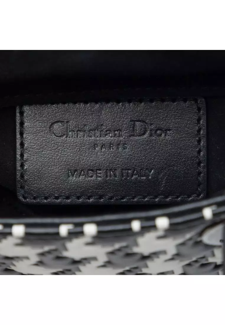 Pre-Loved Dior Micro Calfskin Houndstooth Embossed Macro Lady Dior