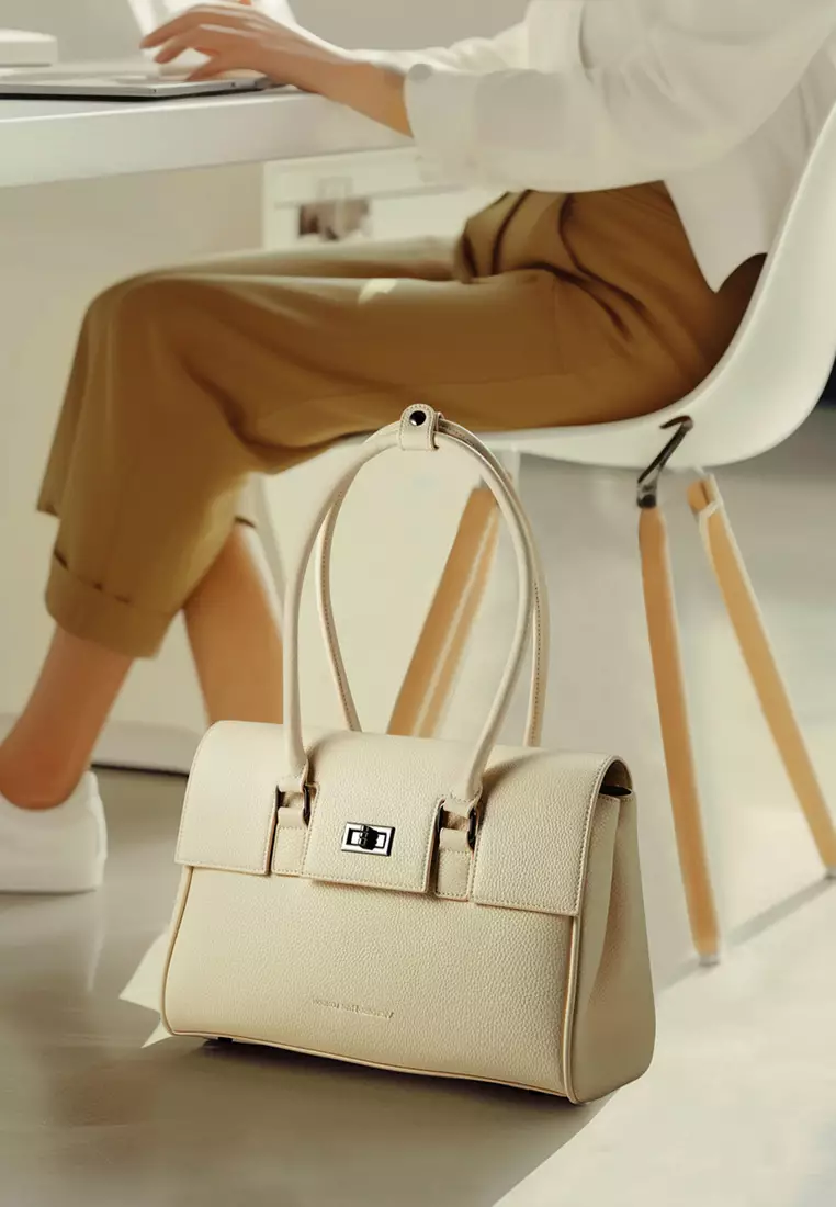 Jolene M Women's White Laptop Handbag - 2-in-1 Travel & Business Tote (Fits 13" Laptop)
