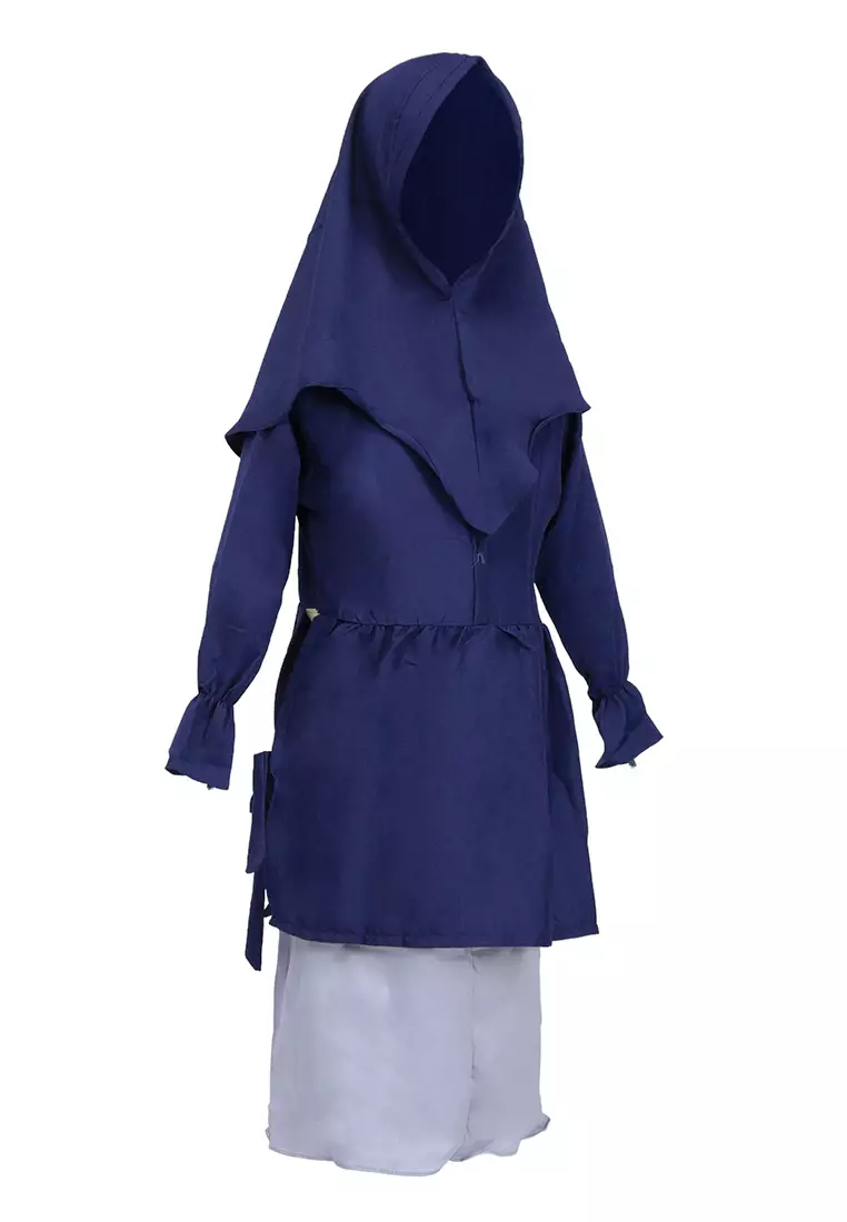 Jourell Setelan Gamis Anak Wanita Motif Polos Kids One Set Material Moscrepe ORIGINAL - Navy
