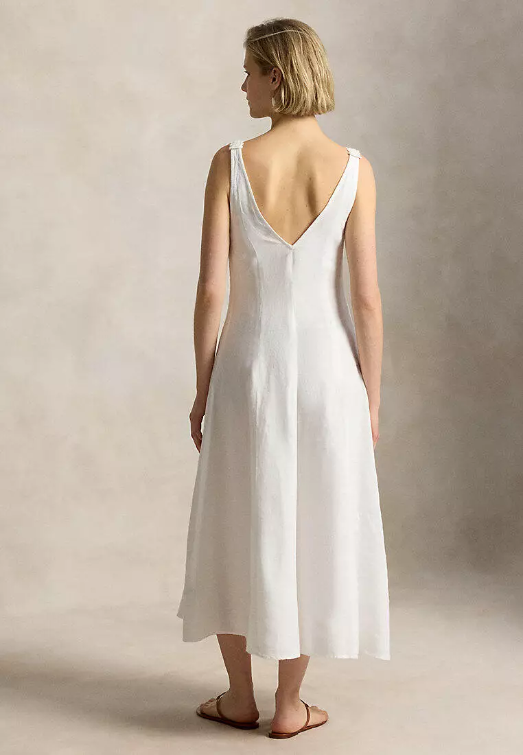 Crochet-Trim Linen Dress
