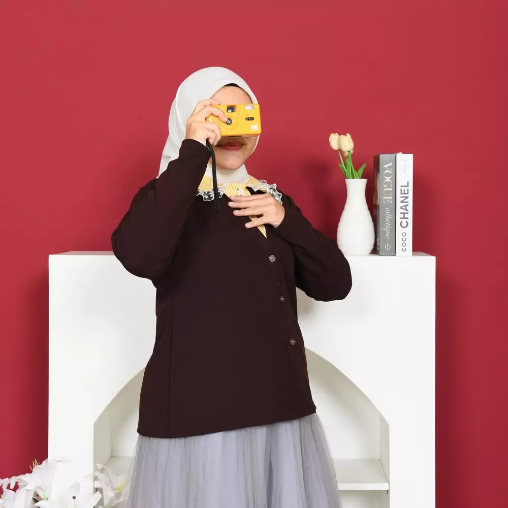 More Knit Cardigan Kerah Kemeja 2 in 1 - Coffee M19939 R53S2