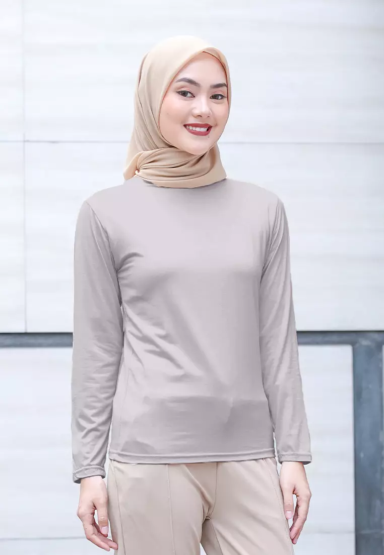 Cotton Bee - Manset Lengan Panjang Aneisha Inner Rayon - Sky Grey - XL 