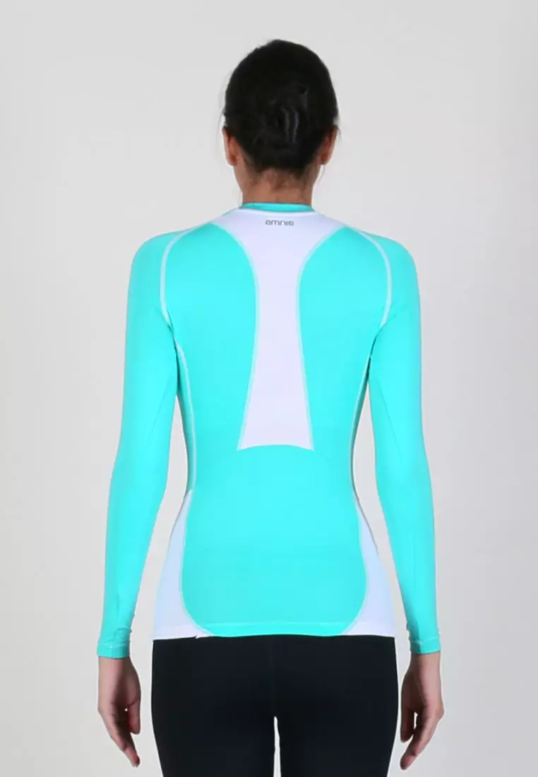 Amnig Women Maxforce Dual Tone Compression Long Sleeve Top (Mint)
