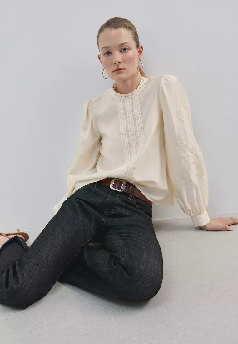 Blouse With Floral Embroidery