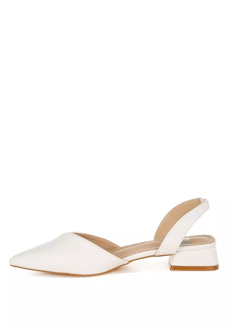 Sandal Slingback Kulit Lembut Warna Putih