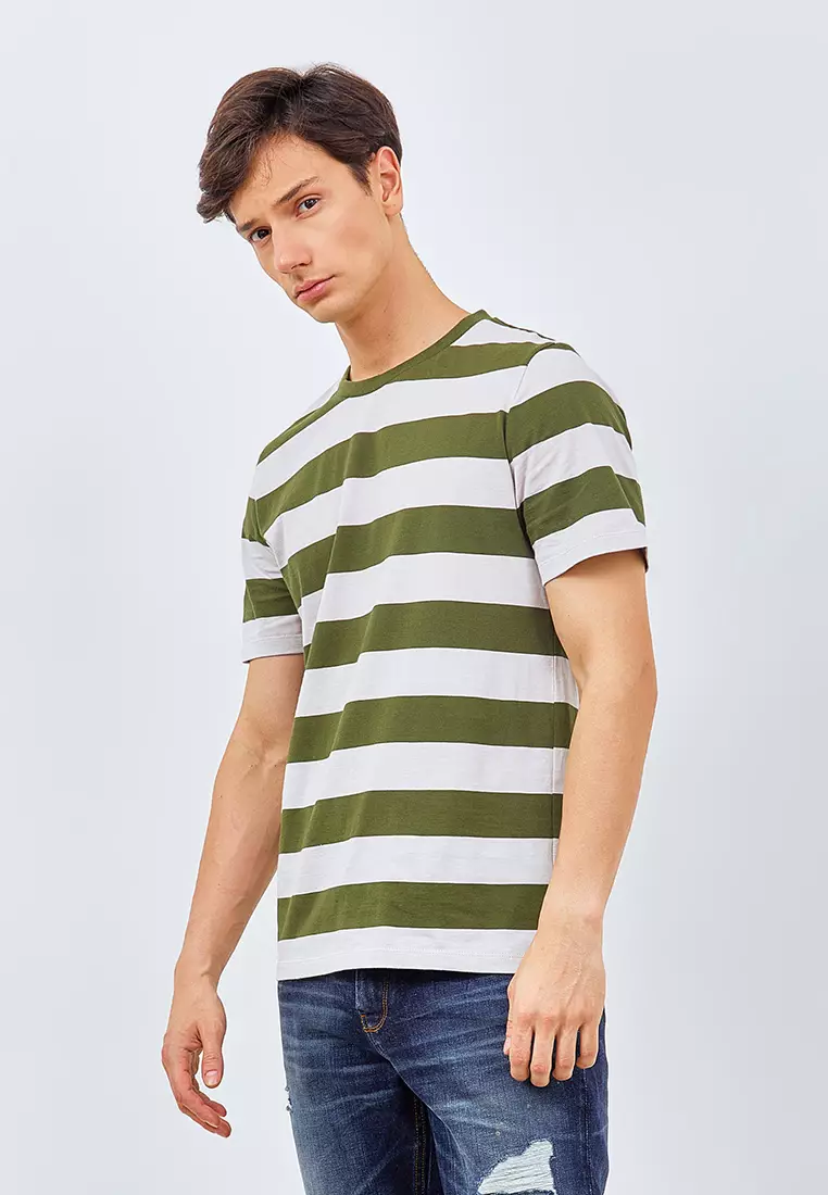 Manzone Kaos Lengan Pendek Pria ALVARO 6 Khaki  -Beige Olive