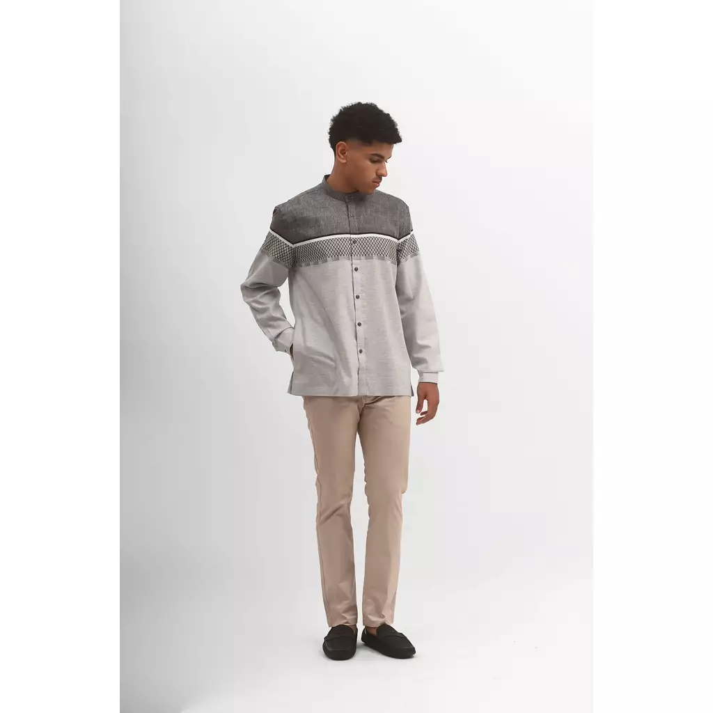 MANZONE Kemeja koko  Lengan Panjang Pria IRSYAD - BLACK