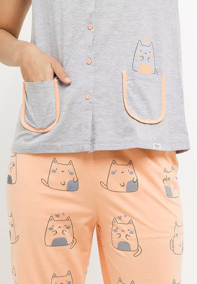 Pyjama Short Sleeve Long Pants Sleepwear