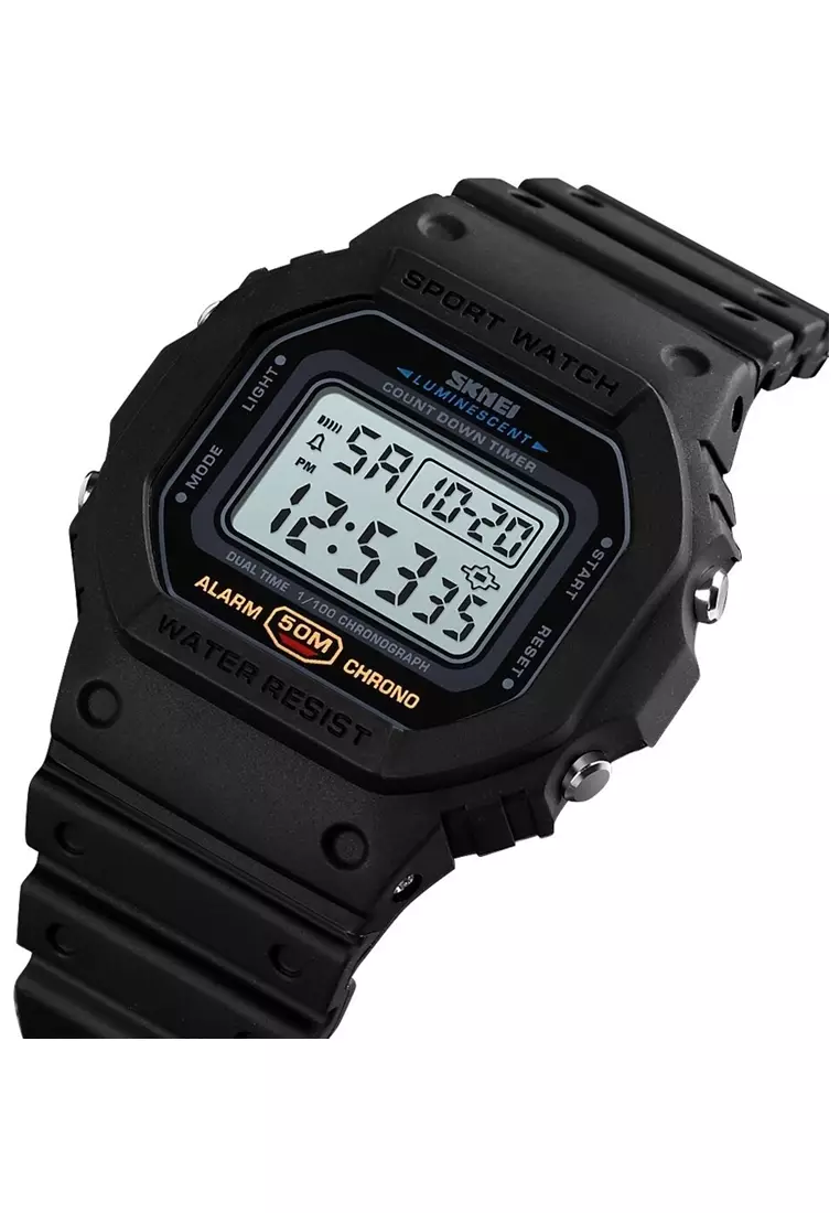 Jam Tangan Digital Pria Design Sporty Many Function Waterproof 50m Strap Tali Material PU ZQ62 ORIGINAL