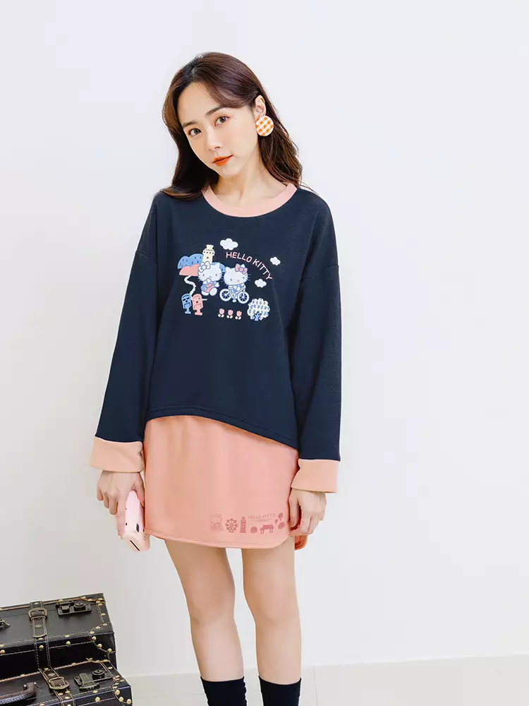 KITTY環島台灣系列．抗UV側開衩前短後長短裙《KB1434》