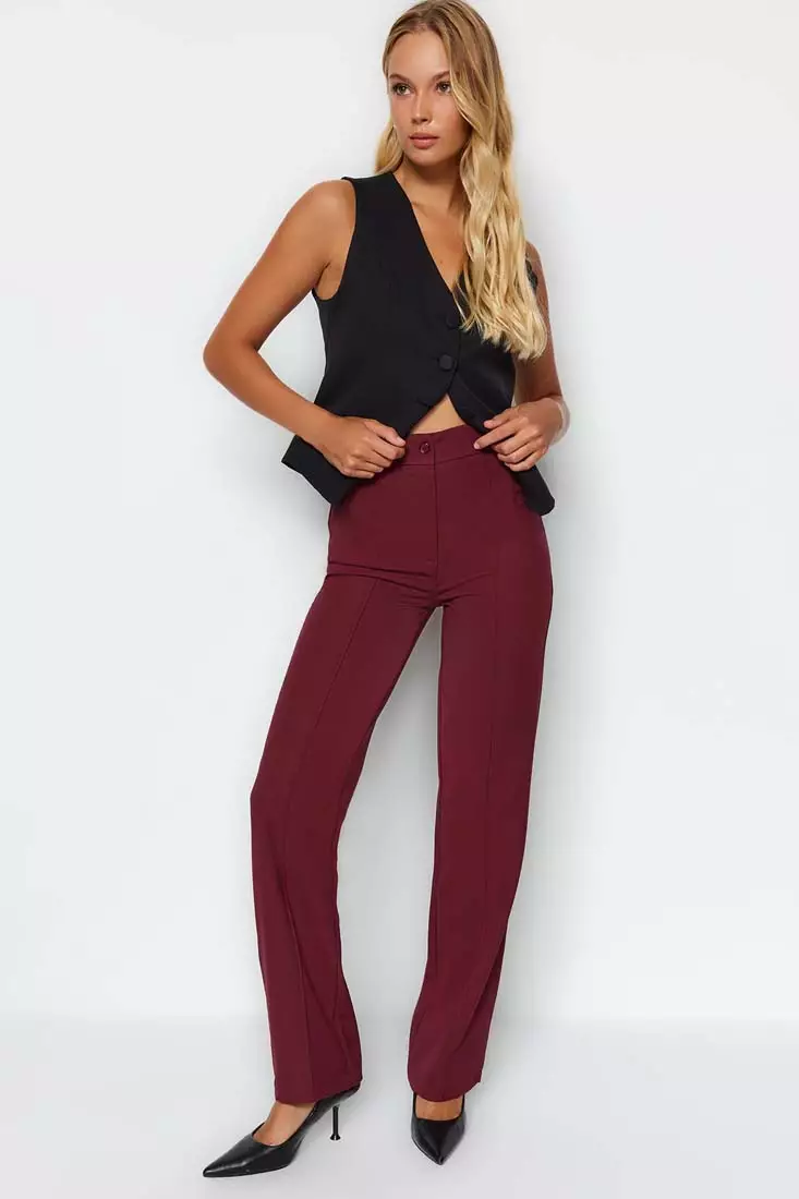 High Waist Straight Cut Trousers