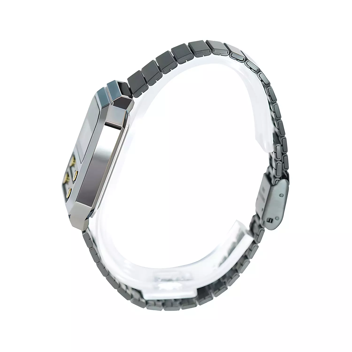 Casio Vintage - Jam Tangan Digital Unisex - Grey Tone Resin Case - Black Stainless Steel Band - A100WEGG-1A2