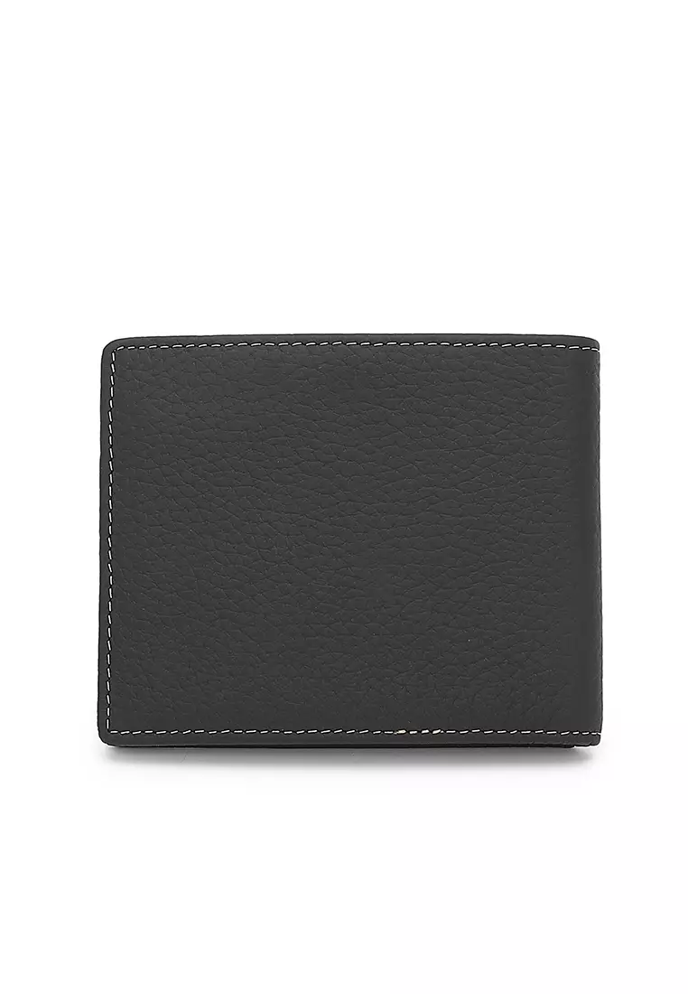 Genuine Leather RFID Short Wallet - Black
