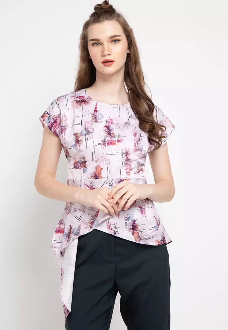 Luca Blouse In Pink Grey Print